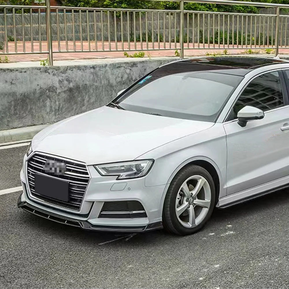 For Audi A3 S3 2016 2017 2018 2019 Front Bumper Lip Chin Deflector Guard Decoration Styling Accessories Modified Carbon Fiber