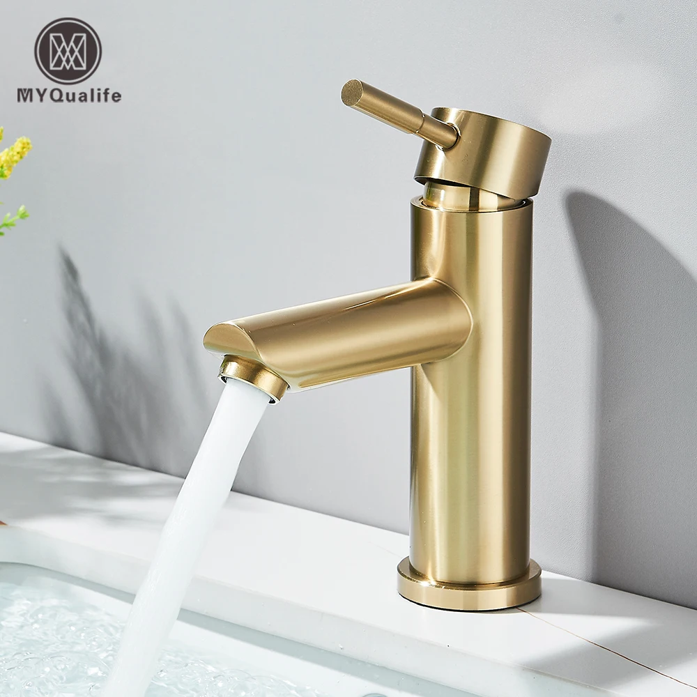 Robinet d'évier de lavabo d'eau chaude et froide de salle de bains, mitigeur monotrou monté sur le pont