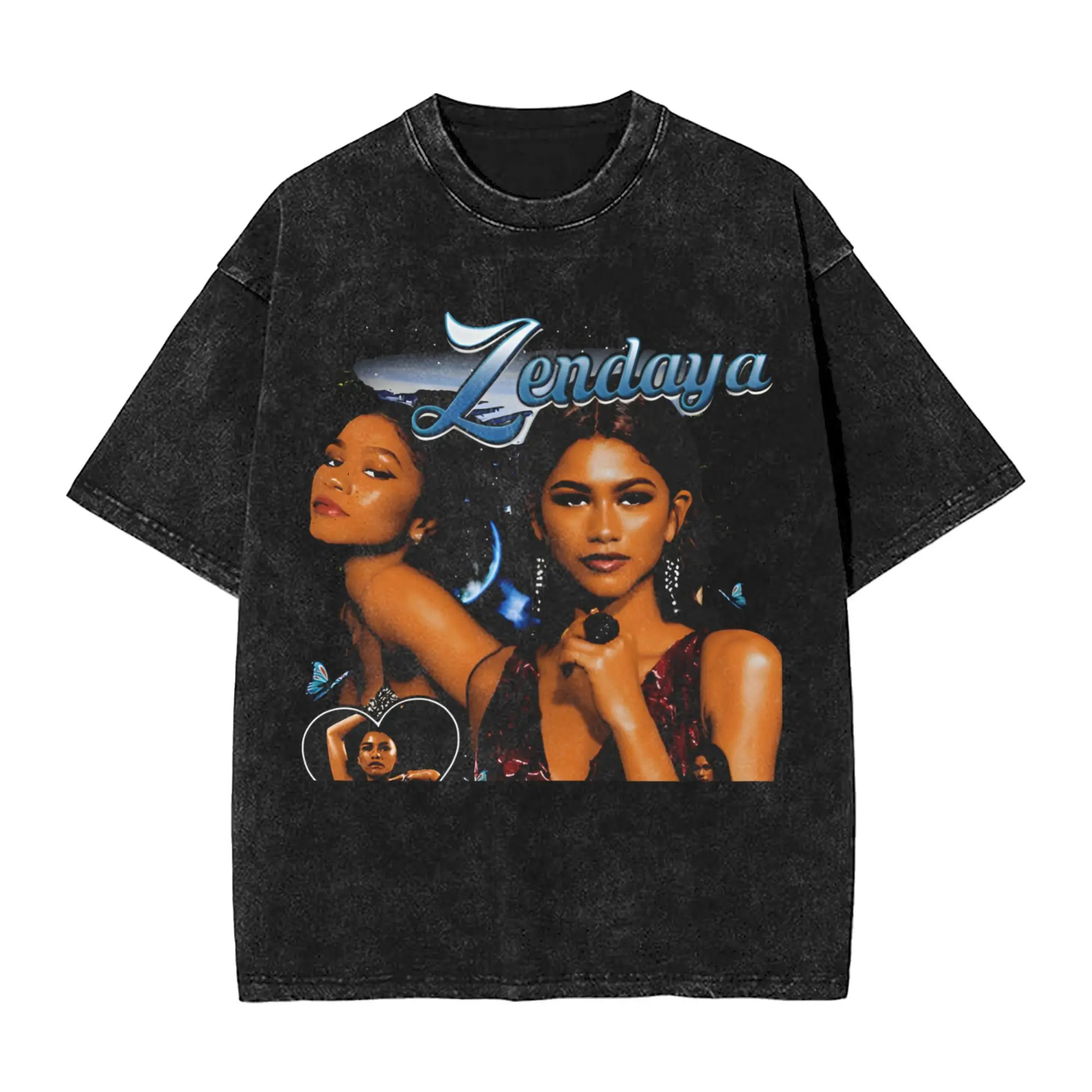 Ruby Rue Zendaya T Shirts Hip Hop Washed Cotton Oversize T-Shirts  Vintage for Men Women Streetwear Summer Tees