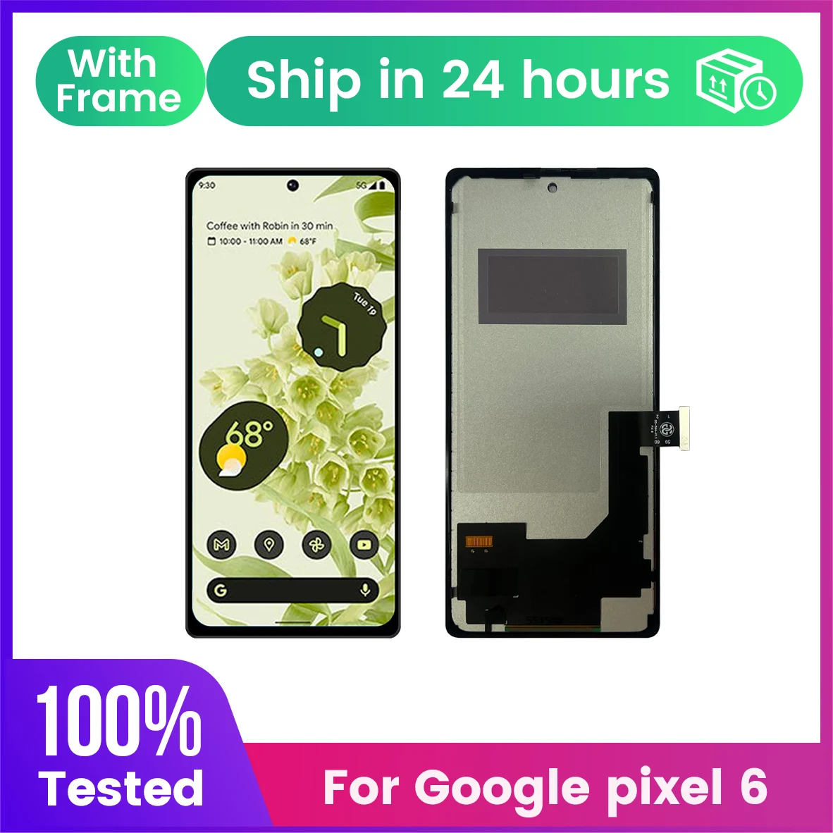 google-pixel-6-lcd用画面（フレーム付きディスプレイデジタルタッチスクリーン交換用）gb7n6-g9s9b16-g9s9b-gr1yh-スクリーン-pixel-6-lcd