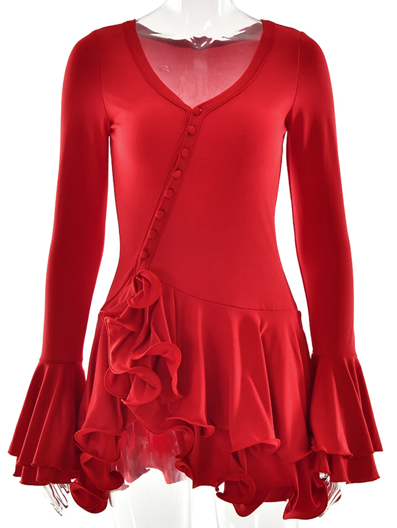 Sexy roze zwarte ruches mini zomerjurk vrouwen witte club verjaardagsfeestje jurk vrouw lange mouwen prom avondjurken vestidos