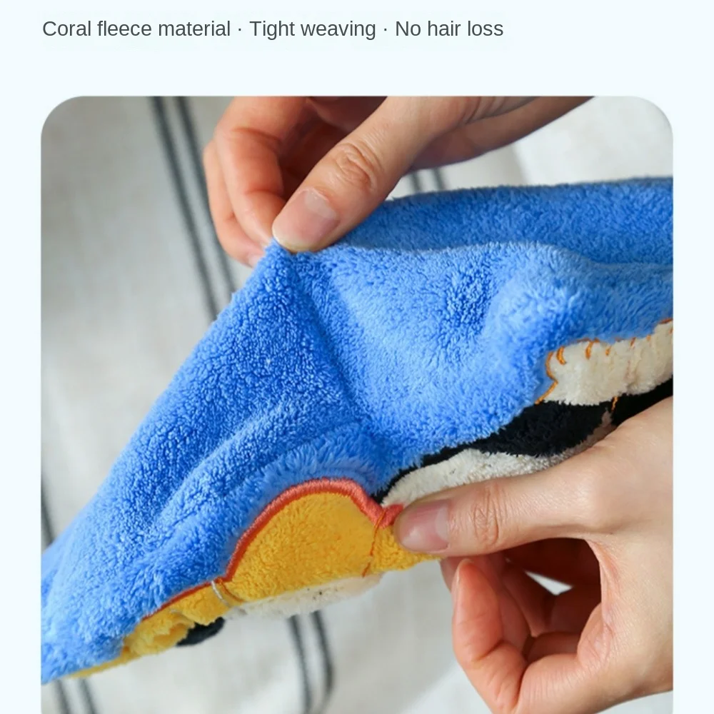 Niedliches Katzen-Handtuch, weich, starke Wasseraufnahme, Badezimmer-Kopftuch, hängender Stil, Korallen-Fleece, WC-Taschentuch, Küche