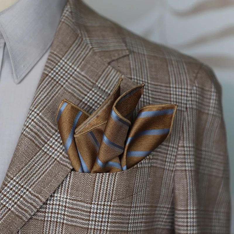 Vintage Striped British Style Suit Pocket Square, Chest Handkerchief, Can Be Used Separately Elegant Accessory For Formal Events
