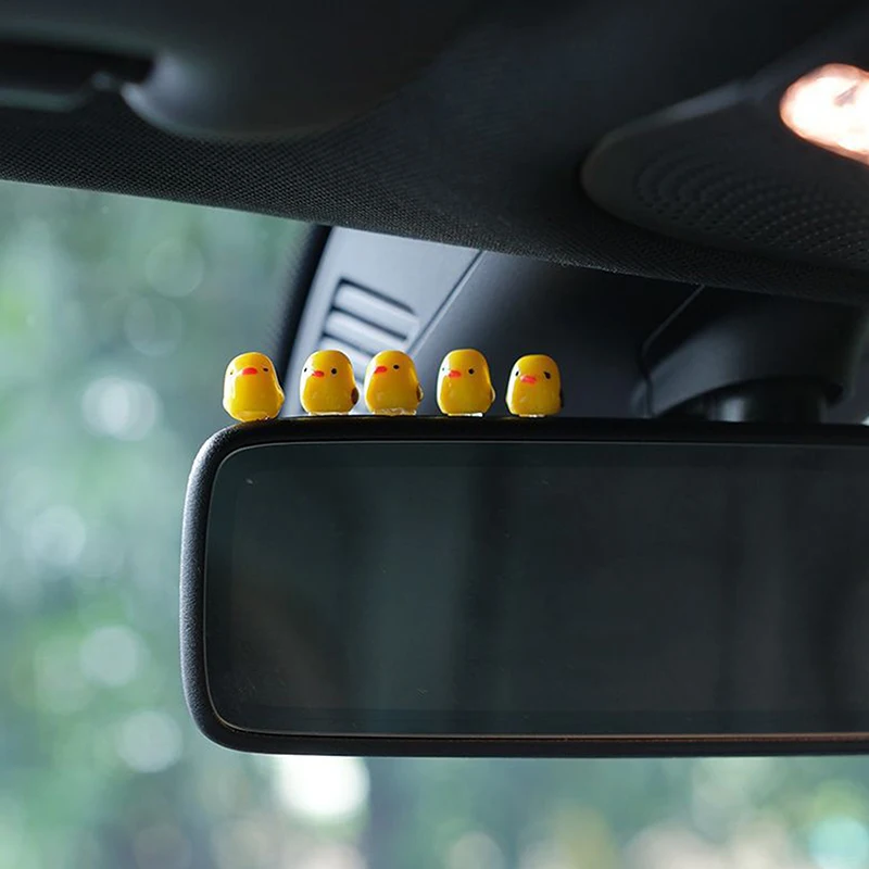 5Pcs Cute Mini Duck Car Interior Car Rearview Mirror Dashboard Decorations Car Ornaments Jewelry