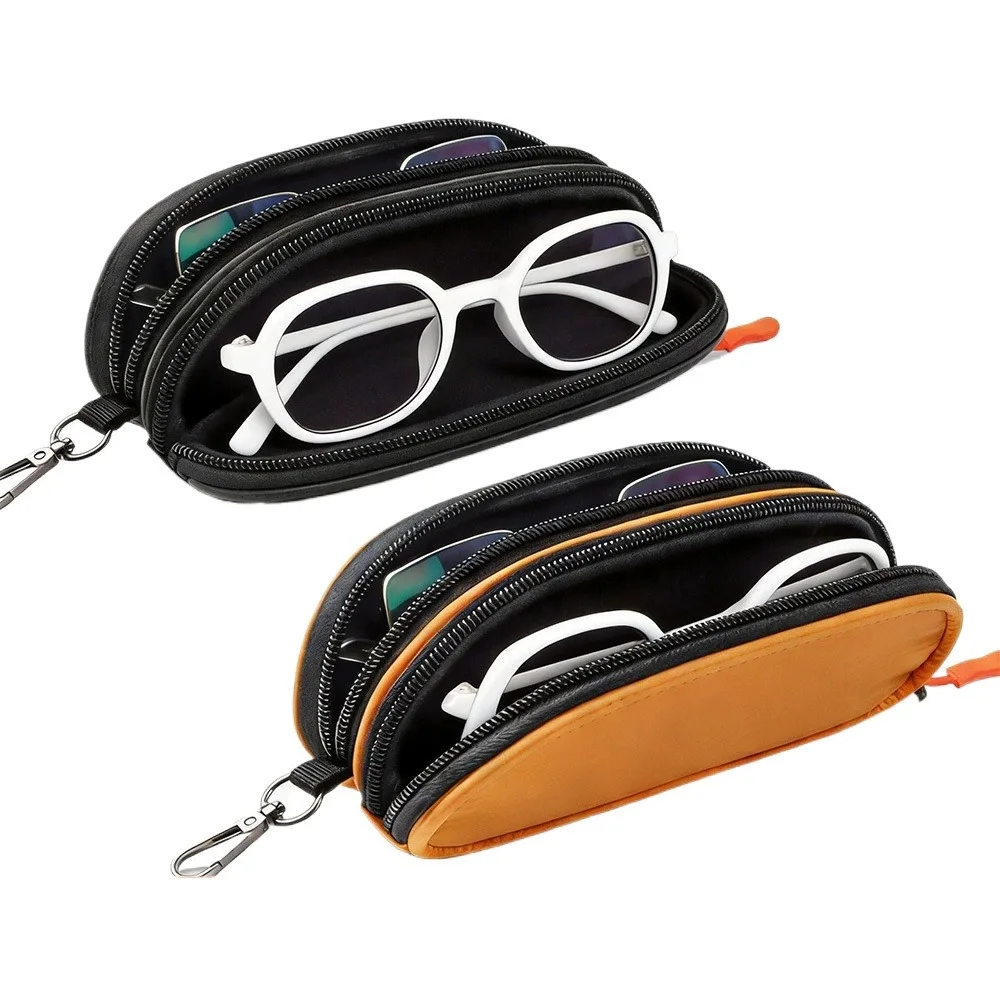 1Pc Nylon Sunglasses Bag with Keychain Hook Hold 2pcs Glasses Dirtproof Zipper Glasses Organizer Case Pouch Luggage Handle Wraps