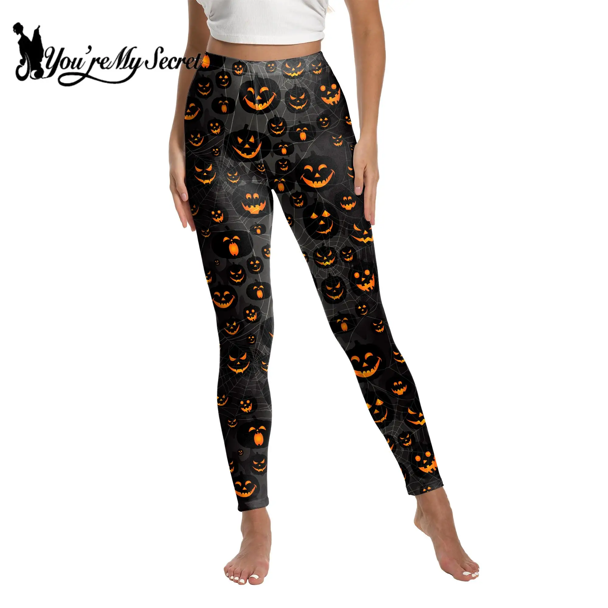 You\'re My Secret-Legging Feminina Estampada de Halloween, 12% Elastano, Calças Elásticas, Calças Femininas Apertadas, Fitness Fino, Cintura Alta