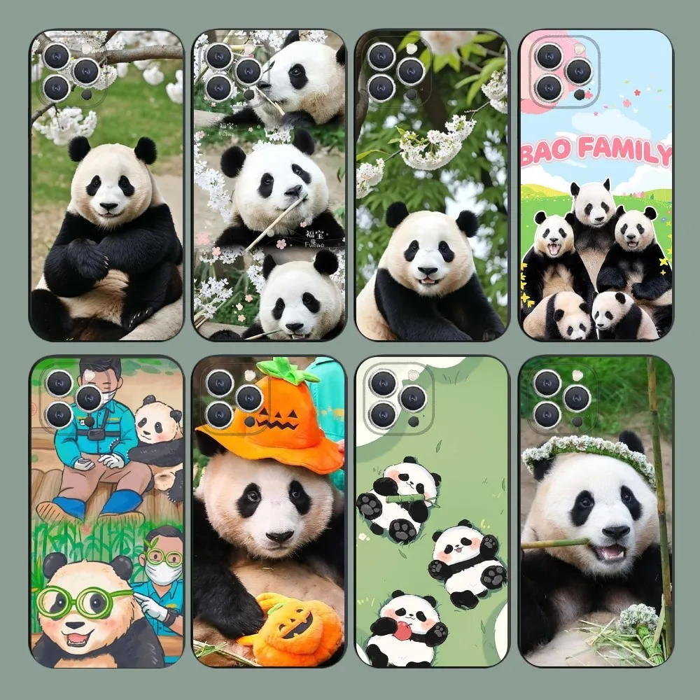 

fubao panda Phone Case For iPhone 15,14,13,12,11,Plus,Pro Max,XS,X,XR,SE,Mini,8,7 Soft Silicone Black Cover