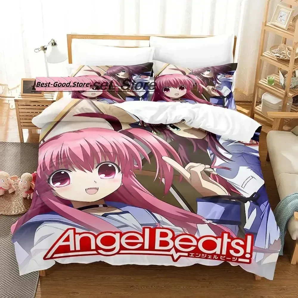 2023 Angel Beats Bedding Set Single Twin Full Queen King Size Bed Set Aldult Kid Bedroom Duvetcover Sets Anime Bed Sheet Set