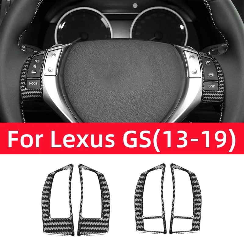For Lexus GS 2013-2019 Interior Accessories Carbon Fiber Car Steering Wheel Switch Button Trim Cover Decoration Frame Stickers
