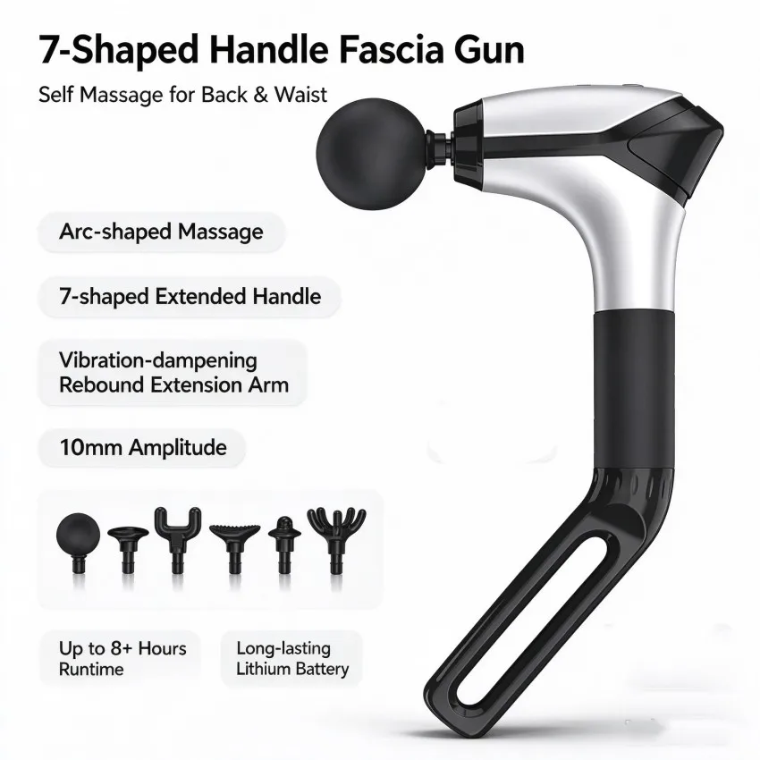 Massage Gun withExtension Handle Portable 10MM Massage Gun Deep Tissue Back Massager Muscles/Neck/Shoulders/Waist/Legs Massager
