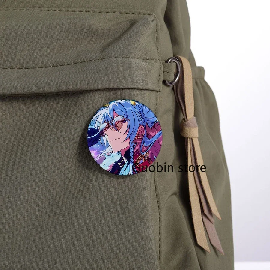 58mm Hot Game Ensemble Stars Brooch Pin Idol Leo Tsukinaga Kohaku Oukawa Icon Badges Round  Pins for Gamer Collect Fans Gift