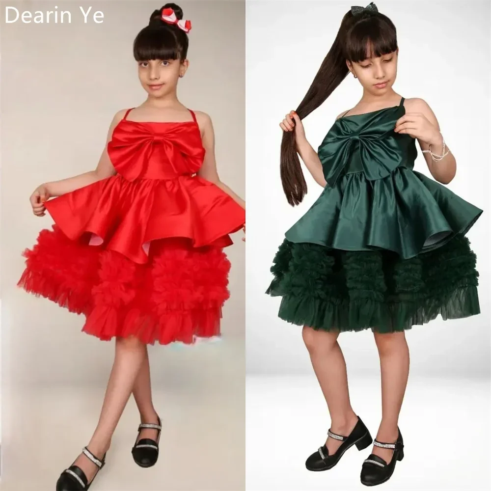 Customized Flower Girl Dress Formal Gown Evening Dearin One Shoulder A-line Knee Length Skirts Draped   Dresses Saudi