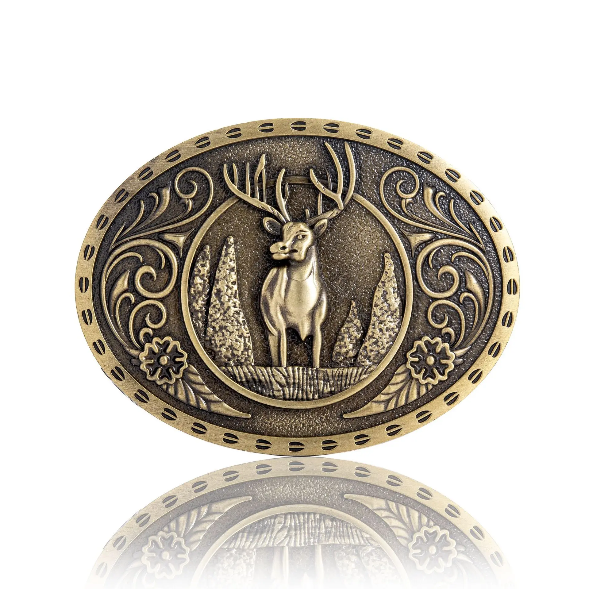 Cheapify Dropshipping Oval Sika Deer Cowboy Men Belt Buckle 40mm Fashion Western Cowgirls Metal Hevillas Para Cinturon Hombre