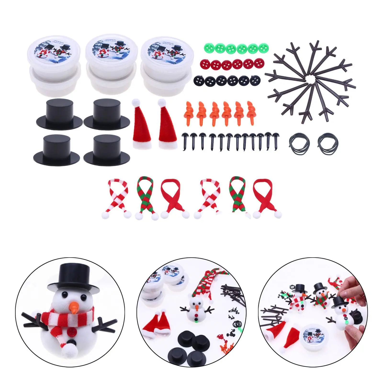 Snowman Crafts for Kids Build a Snowman Set Decorative Model DIY Snowman Miniature Snowman Making for Holiday Favor Supplies view 4