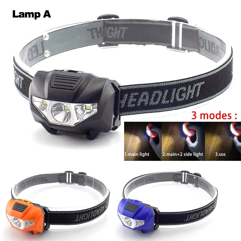 3-Led Headlamp Headlight Head Torch Light  red white bright Frontal samll flashlight Lampe hiking Camping powerful M20