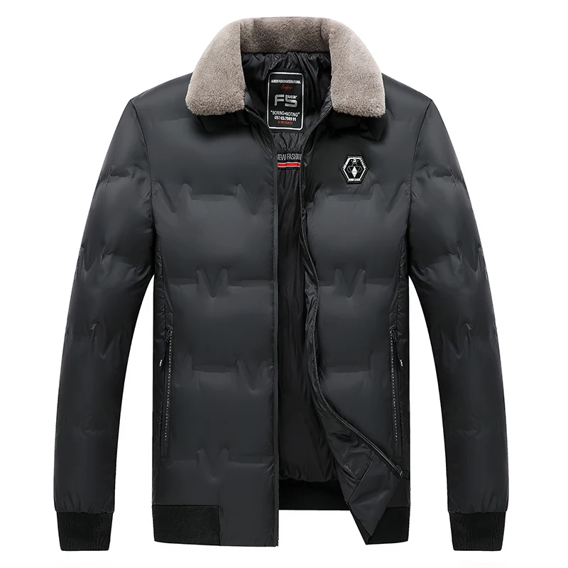 

New Casual Thickened Coat British Fashion High Quality Plus Menswear Men's Fur Collar Winter Parka Male Windproof Warm Jacket