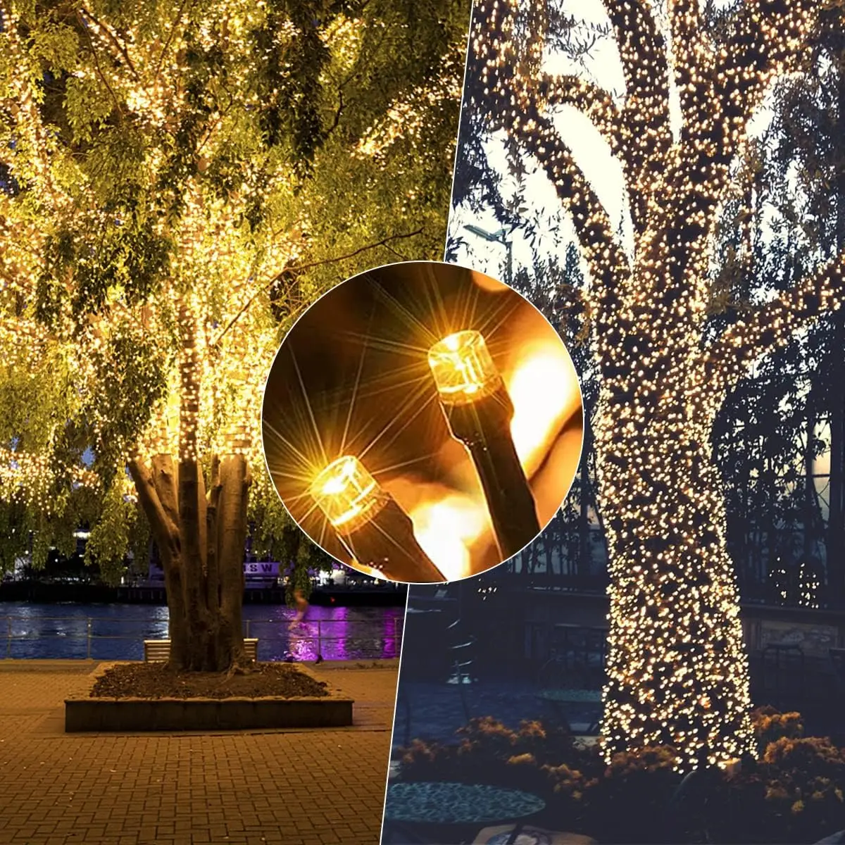 Guirnalda de luces solares para exteriores, luces LED impermeables para Navidad, 8 modos, decoraciones para exteriores, Patio, árbol y jardín