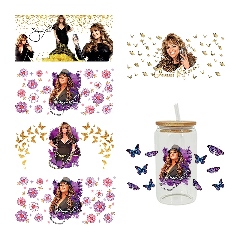 UV DTF Transfer Sticker Famous People Jenni Rivera Singer Printed For 16oz Libbey Glasses Can Wraps D6133