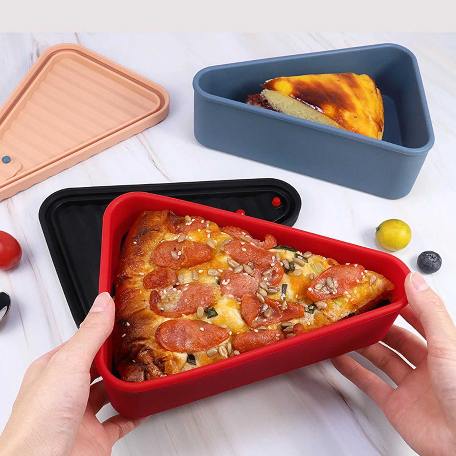 

Restaurant Pizza Box Thickened Silicone Airtight Storage Container for Bakery Kitchen Pizza Holder Fresh Takeout Box