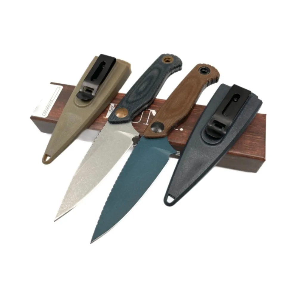 Bm203BT 소형 직선 칼 리넨 손잡이 휴대용 날카로운 야외 캠핑 과일 칼