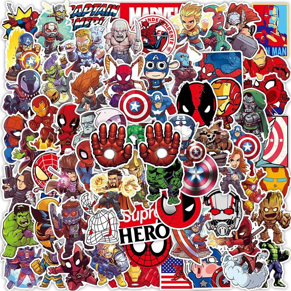 Disney e Marvel Os Vingadores Vintage Adesivos, Anime, Super-herói, Decalque dos desenhos animados, Laptop, Carro, Telefone, Legal, 10 pcs, 30 pcs,