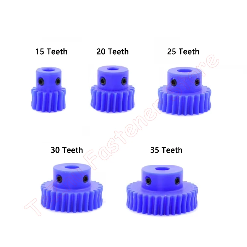 1pc 1M Blue Nylon Worm Gear 15 20 25 30 35 40 50 60 80 Teeth Plastic 1 Module Turbine Speed Ratio 1:15/20/25/30/35/40/50/60/80