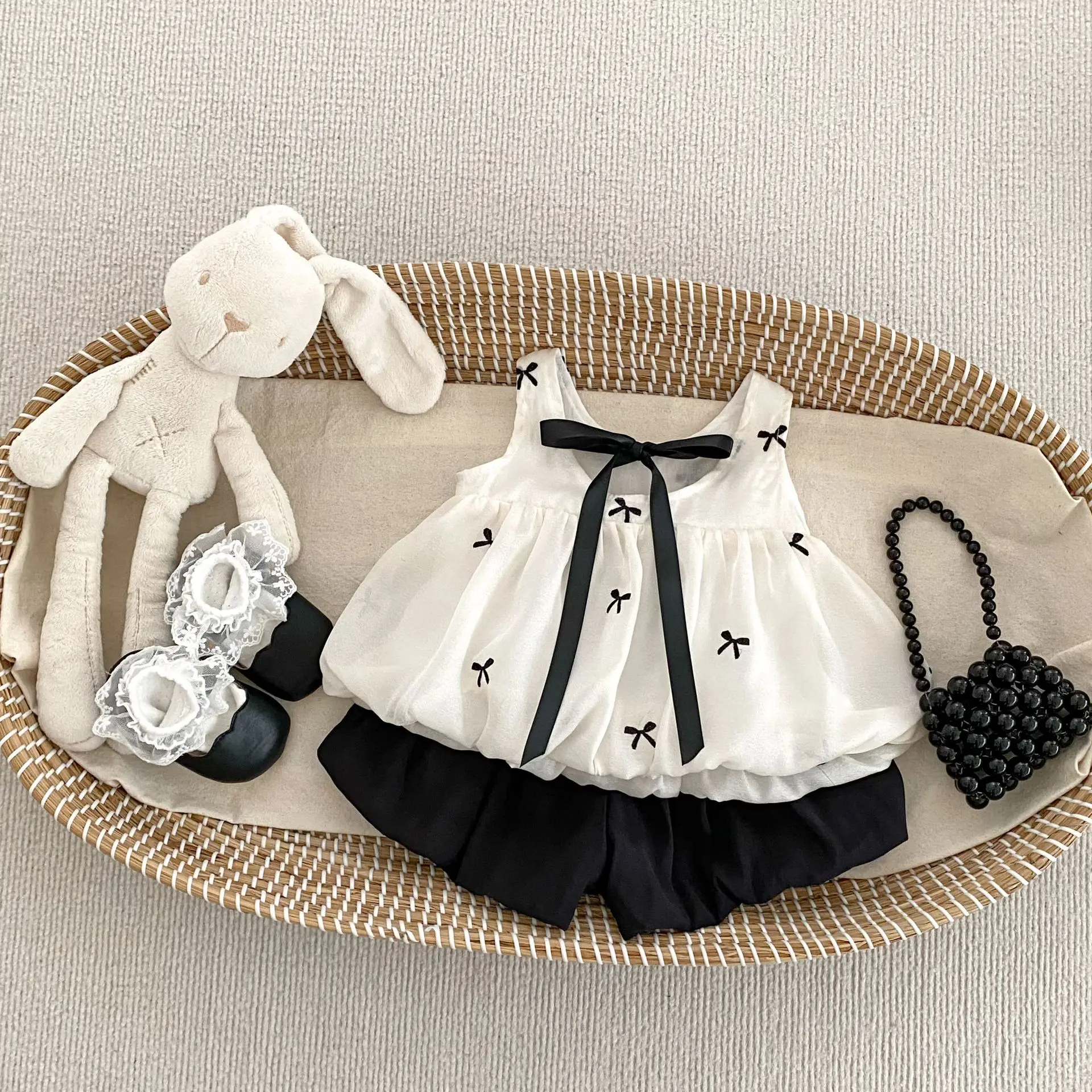 Immagine 3: 2025 Estate New Sweet Baby Girl Bow Ricamo Camicetta Infantile Gilet senza maniche Principessa Top Bambini Ragazze Camicie Abbigliamento per bambini