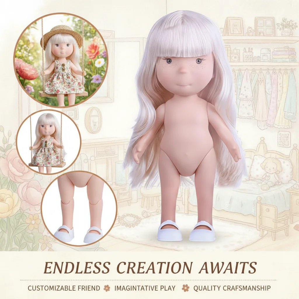 

24CM Mia Vinyl Bare Doll Waldorf Cross-border Hot Potato DIY Movable Joint Doll for Educational Play