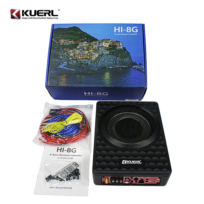 8 Inch Ultra-thin Car Active Subwoofer Speaker Trapezoid 20-150Hz 100W Car Audio Under Seat Slim Subwoofer