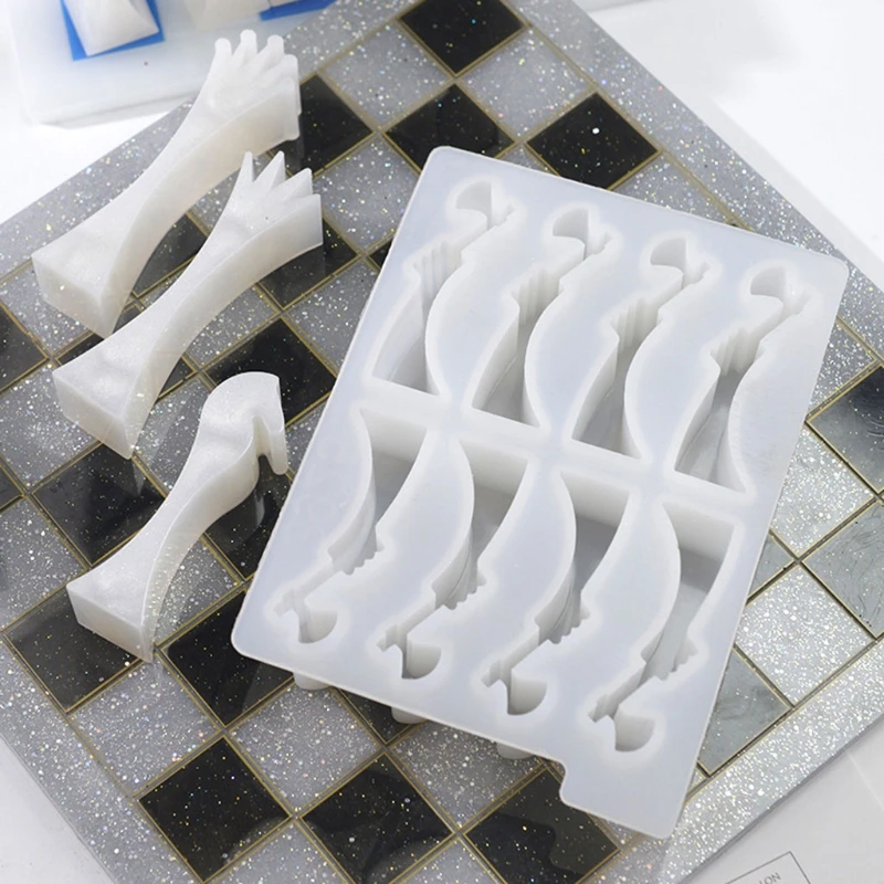 Handmade Chess Set and Checker Game Board Resin Casting Mold International Checkers Toy Silicone Mould Epoxy Resin Craft