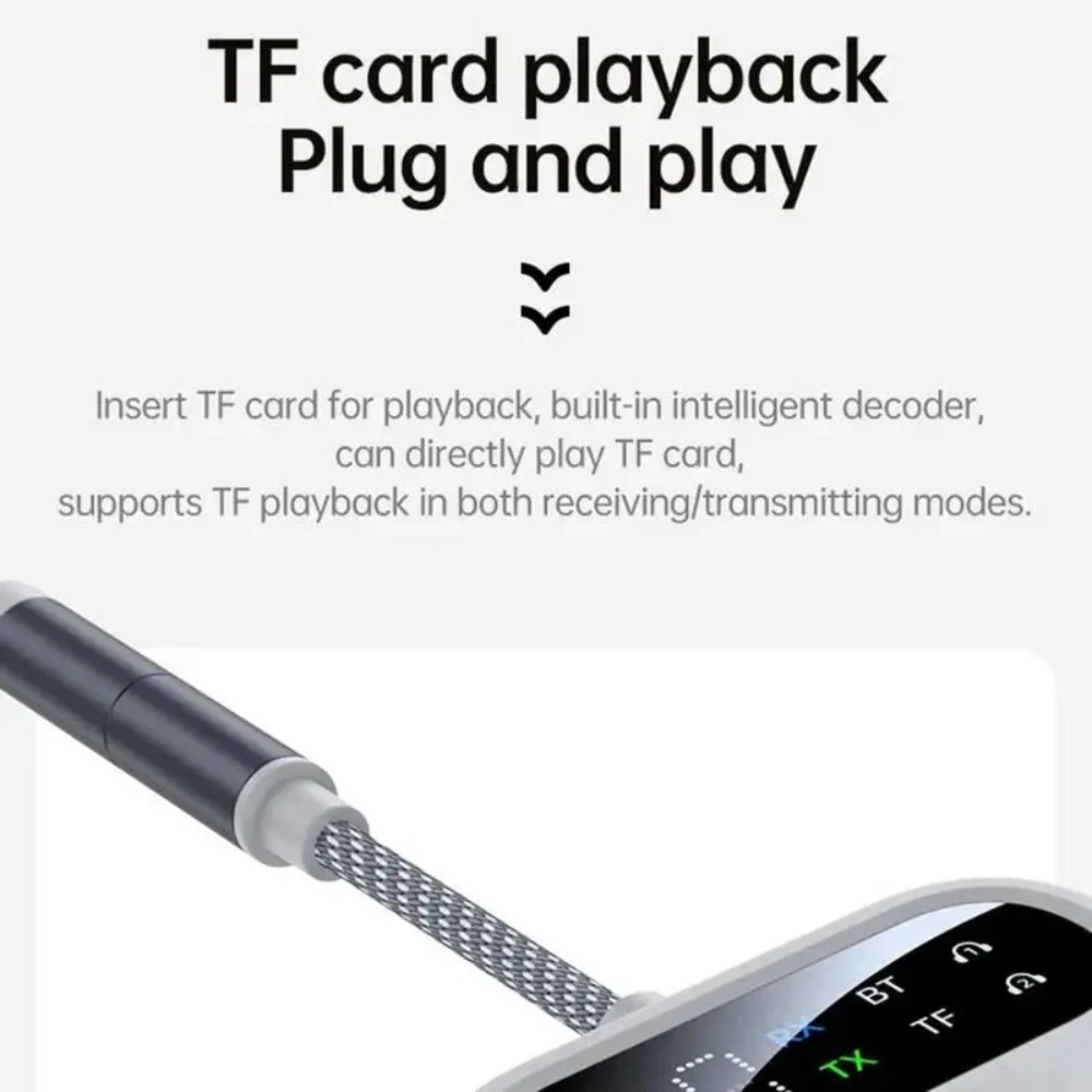 BT 5.4 Adapter Digital Display, Wireless Audio Transmitter and Receiver, 2-in-1 Car AUX For Airplane TV Headphones Audio System