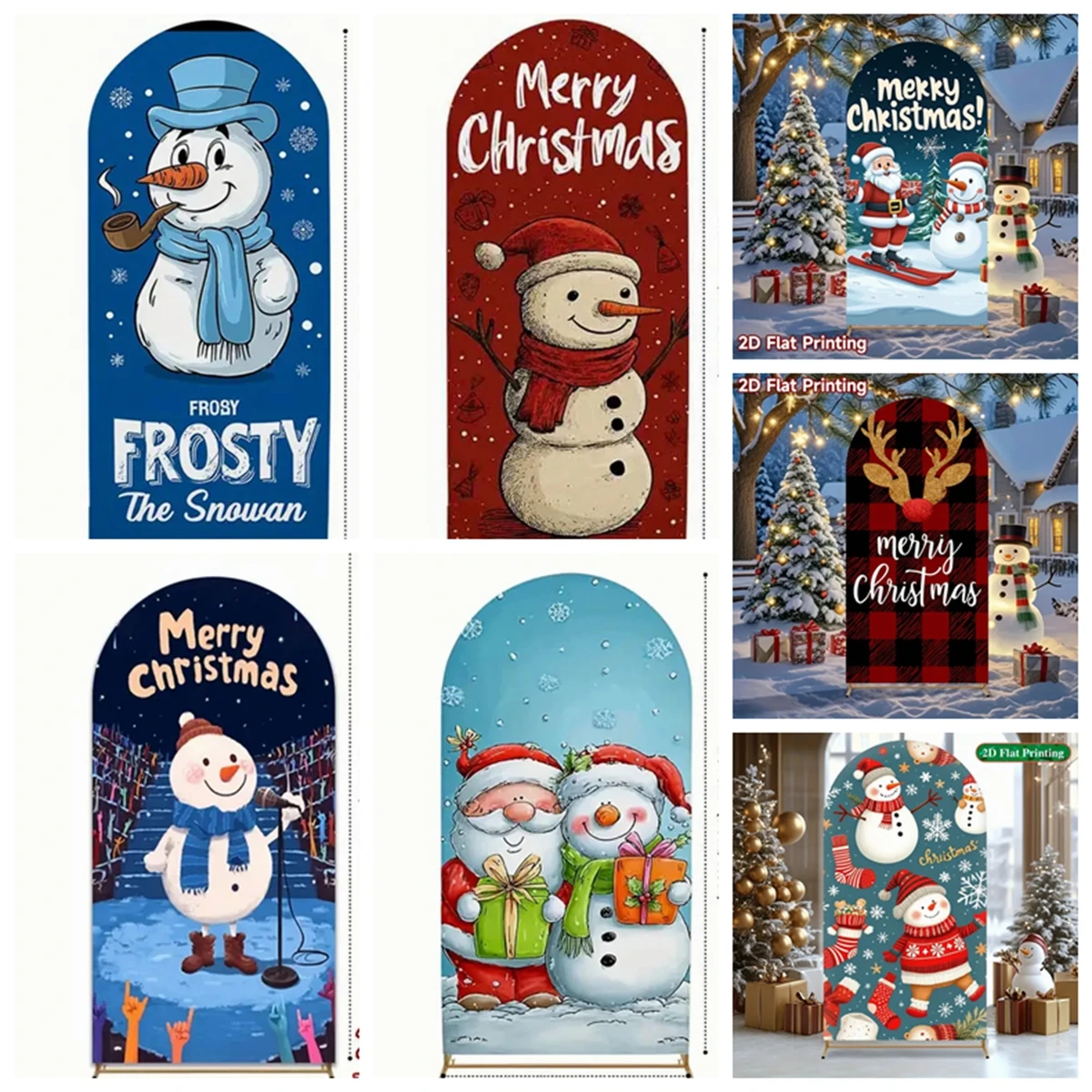 

Christmas Snowman Theme Background Cloth Santa Claus Holiday Celebration Family Party Decoration Photography Background Banner