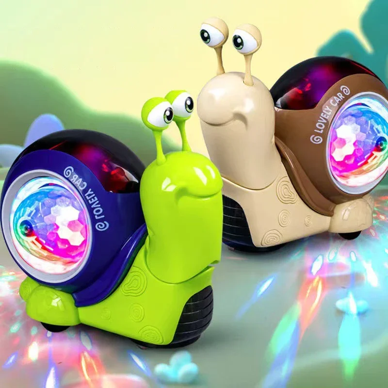 Jouet Escargot Électrique existent, Projection de Lumière Musicale, Jeu Interactif pour Bébé, Animal de Compagnie Électronique, Jouet à Dos pour Enfants