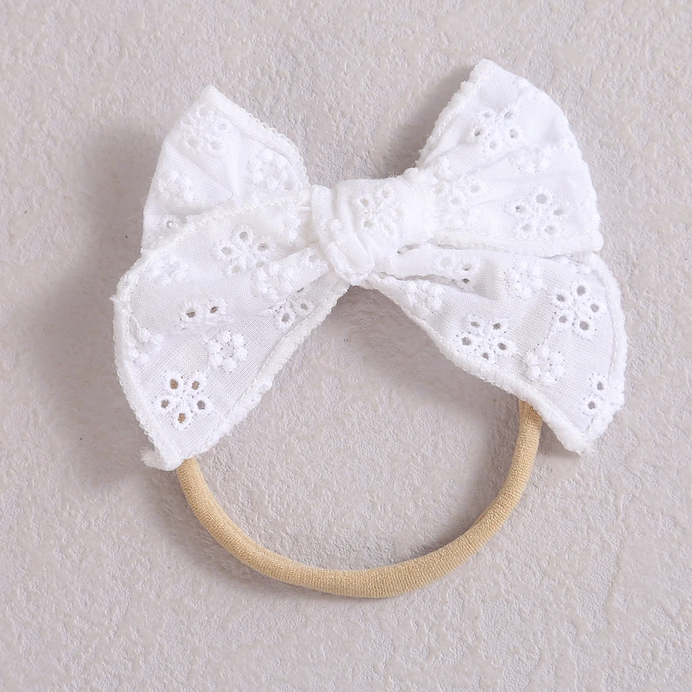 Headband for Baby Girls White Soft Lace Hair Bows Elastic Soft Seamless Hairband Newborn Kids Headwear Baby Hair Accessories