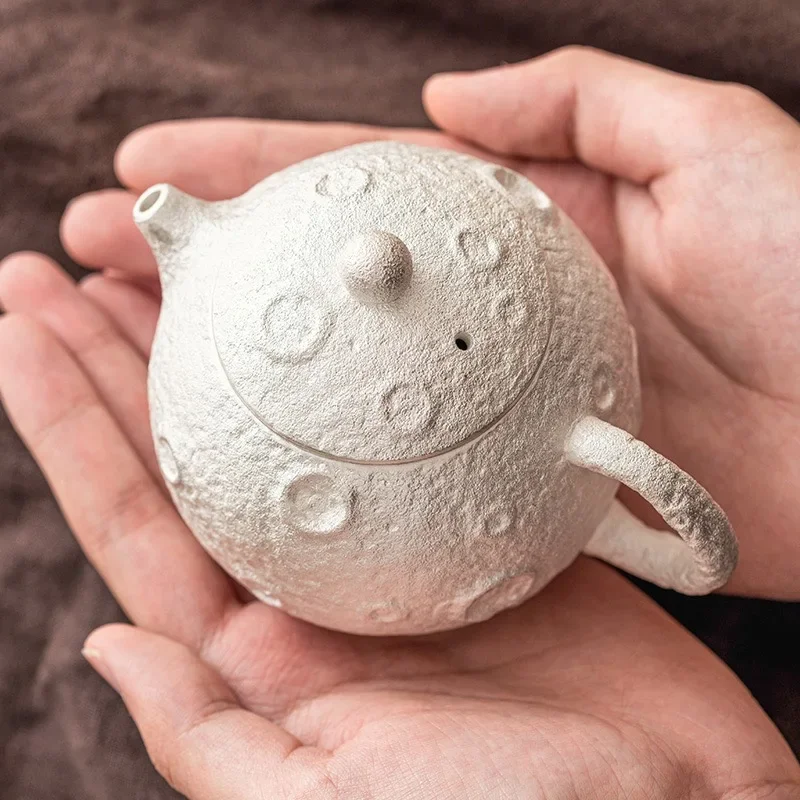 190ML Wandering Planet Xishi Pot Handmade Plated 999 Silver Teapot Light Luxury High-end Kung Fu TeaSet Household Brewing Teapot