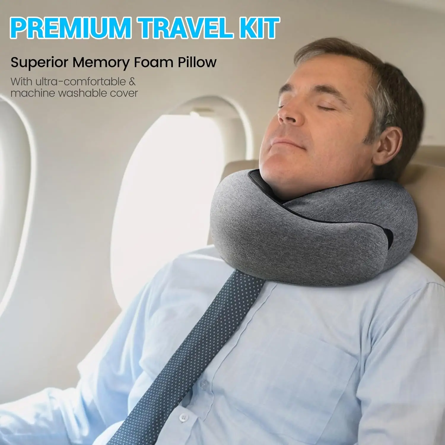 Travel Neck Pillow Memory Foam U-shaped Pillow Snail Style Travel Neck Support Portable Adjustable Soft Noon Break Sleep Pillows