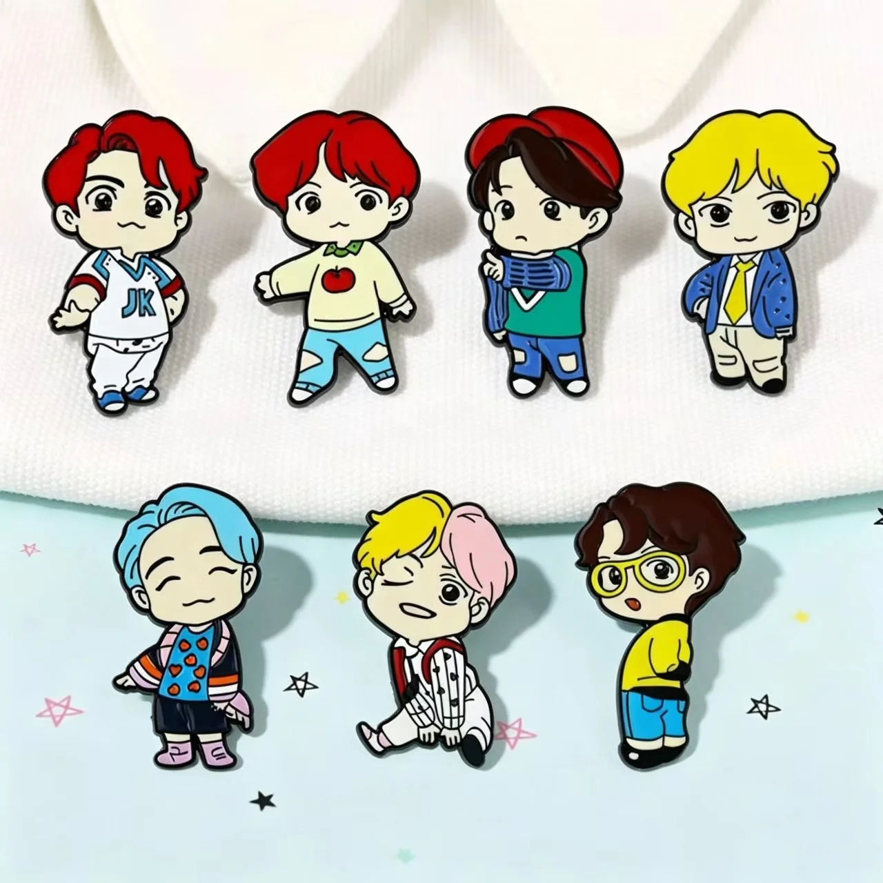 Cartoon Brooches Kpop Boys Enamel Metal Pins of The Idol Men's Group Gift for Fans Friends Lapel Decoration Badges Jewelry Gifts