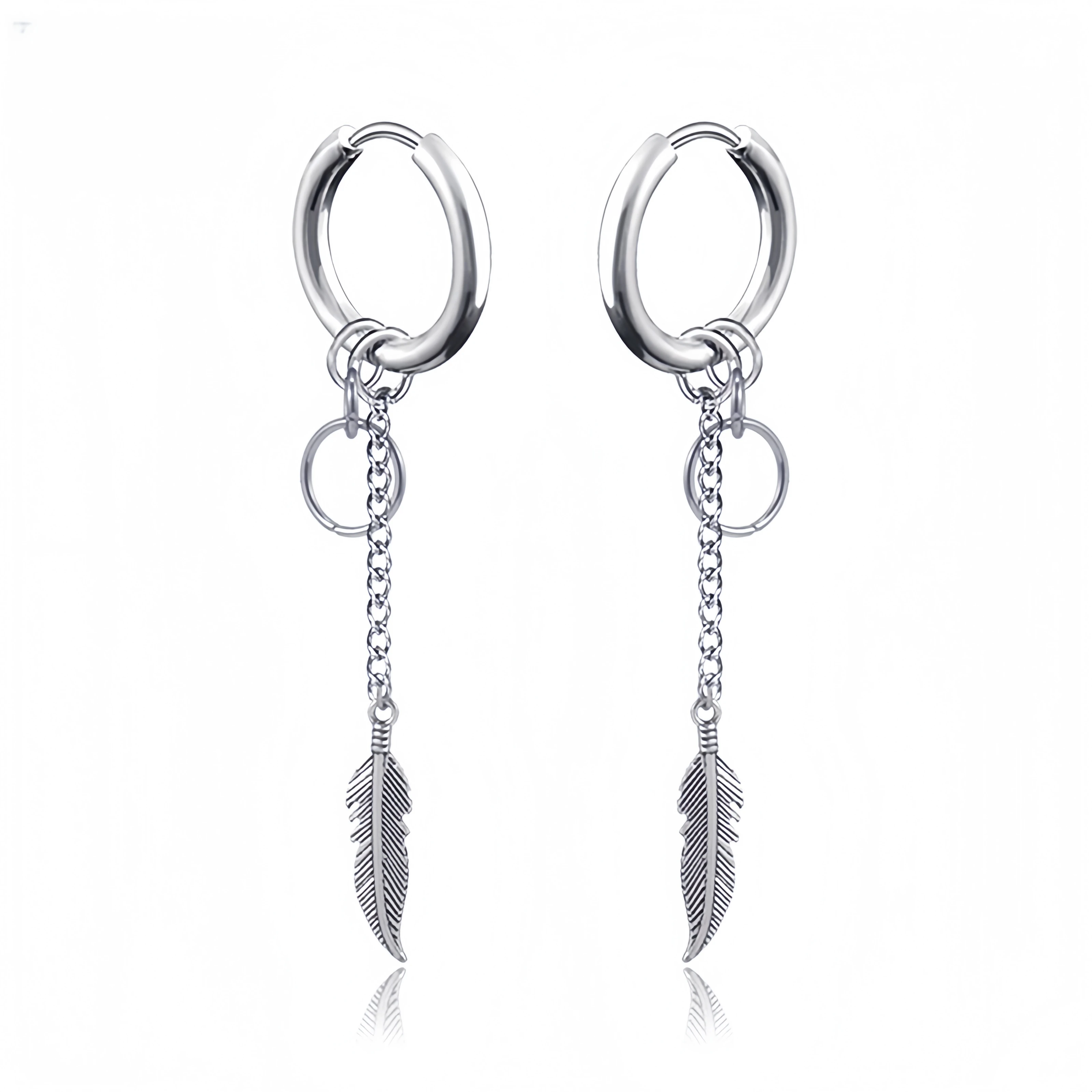 Lange hängende Kreuze Blätter Anhänger Creolen Frau Ohrringe Mann Vintage Edelstahl Hip Hop Ohr Piercing Schmuck Zubehör