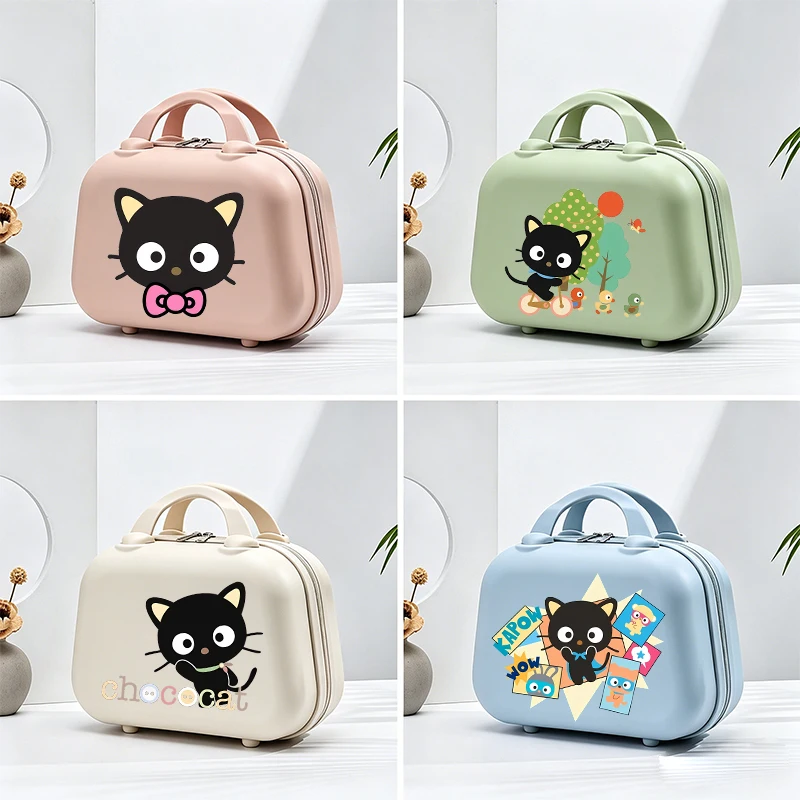 

Chococat Makeup Case Sanrio Woman Kawaii Small Suitcase Cute Female Portable Travel Storage Box Vanity Case Cosmetic Boxes Gift