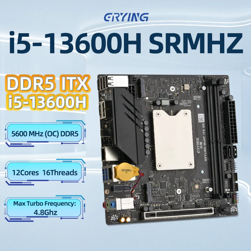 ERYING Mini ITX LGA 1700 Gaming Computer Motherboard CPU Combo Interposer i5 13600H procesador 12C16T DDR5 RAM NVME Kit PC Gamer