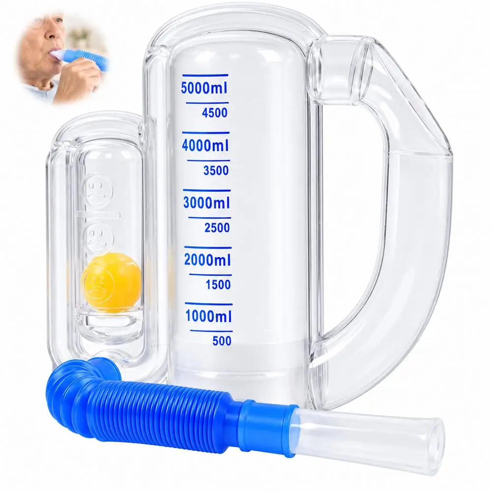 5000ML Spirometer Deep Breathing Lung Exerciser Vital Capacity Breath Measurement Device Respiratory Muscle Trainer Fitness Care
