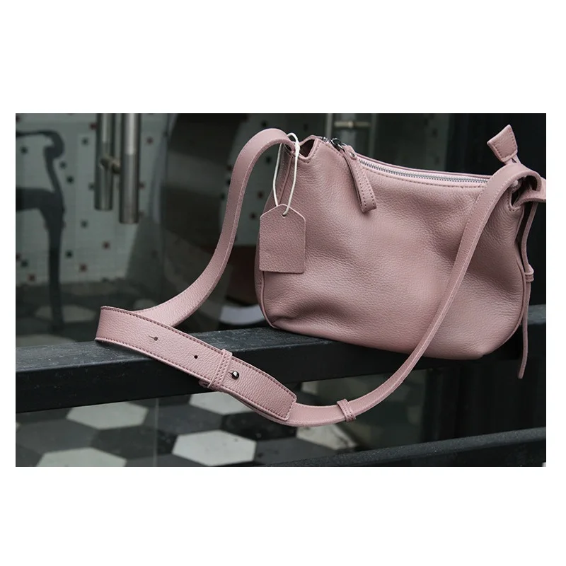 Soft Leather Wide Strap Crossbody Bag Women 2024 New Designer Handbag Purses Real Leather Single Shoulder Messenger Fashion Bag