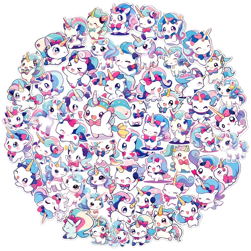 60PCS Rainbow Horse Funny Animals Stickers Cartoon Toy Kids Notebook Luggage Laptop Refrigerator Decals Anime Graffiti Sticker