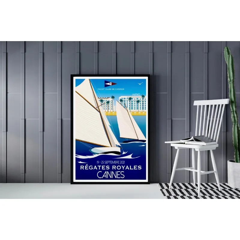 Retro  Amercia Cannes Sailing Regatta Poster Printing Decorative Canvas Painting Living Room Bedroom Sport Wall Art Home Decor