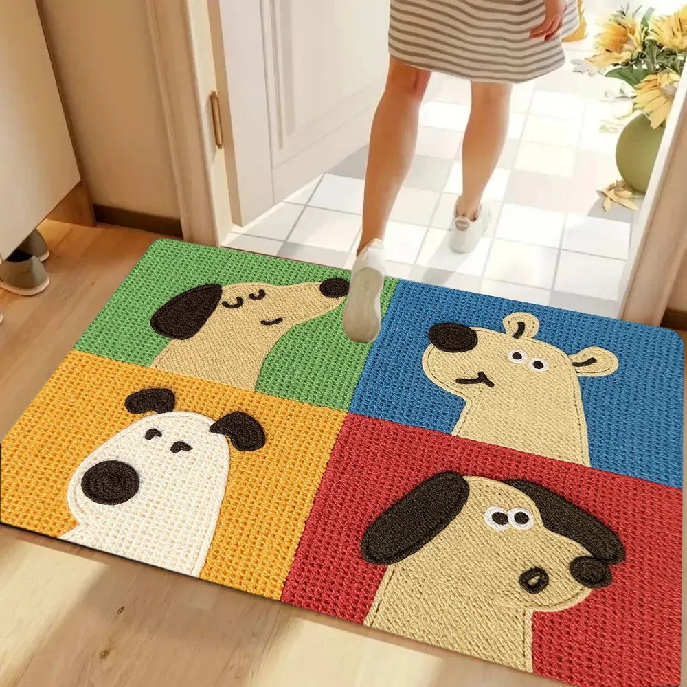 Cute Cartoon Dog Pattern Carpet Mat Rug Soft Non Slip Floor Mat for Living Room Bedroom Home Decoration Door Mat Welcome Mat
