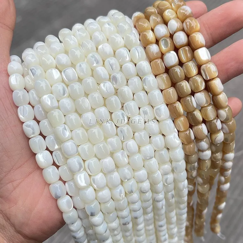 Natural White Coffee Color Trochus Shell Bead Barrel Shape Polished Loose Spacer Beads For Jewelry Making Diy Bracelet Necklace