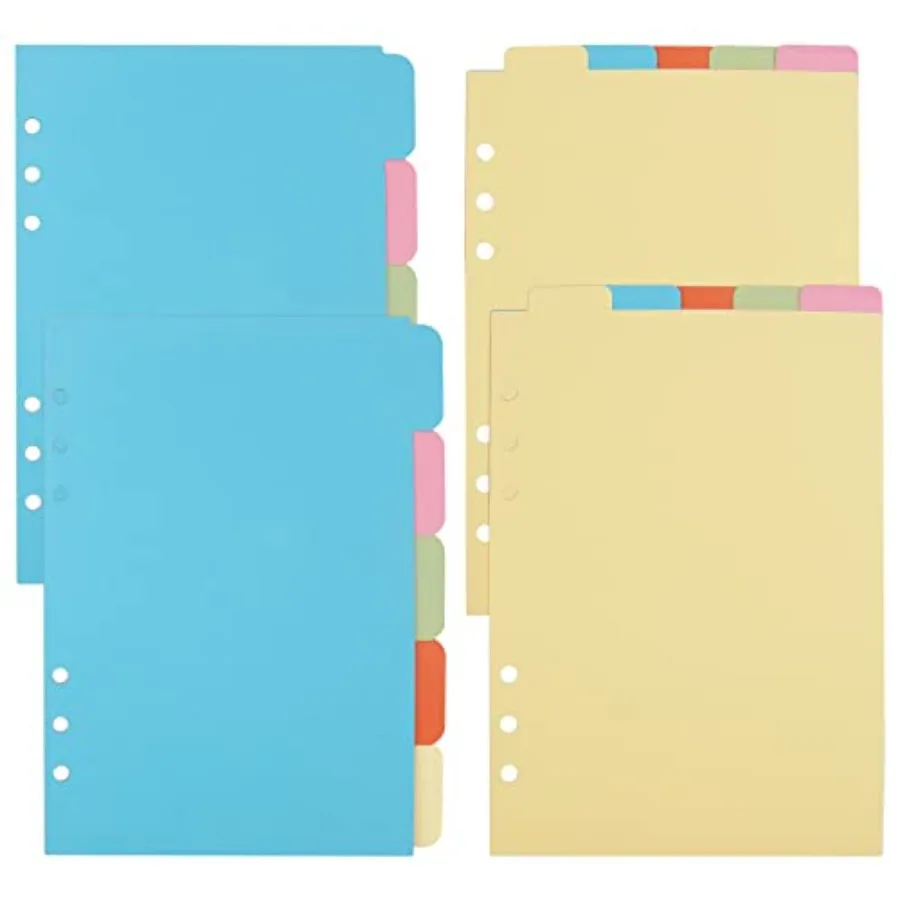 

2 Sets Vertical Tabs and Horizontal Paper Divider Index Page Tab Cards for 6-Holes Ring Binders Notebooks Travel Diary Journal