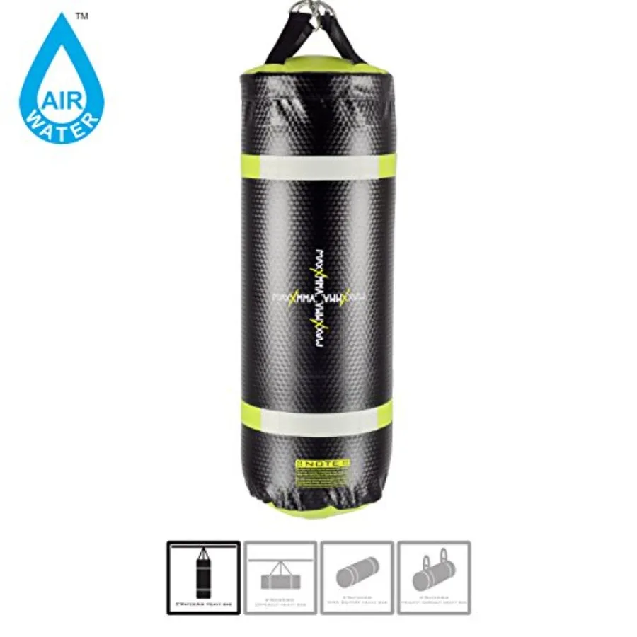 3 ft 4-in-1 Water/Air Heavy Bag for Training Fitness Uppercut Workout MMA Grappling Punching Bag Durable PVC Black Shock-Absorb