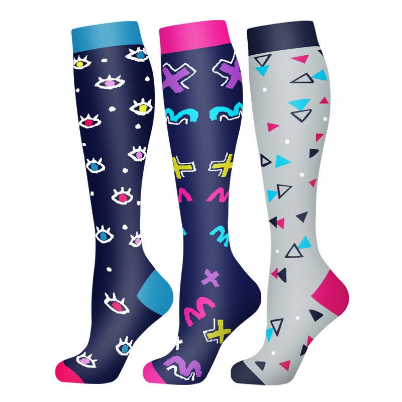 3/6 Paar Kompressionssocken Outdoor-Sport Reiten Kompresse Stretchstrümpfe Krankenschwester Wadendruck Beinsocken Geschwollene Krampfadern – Detail 2