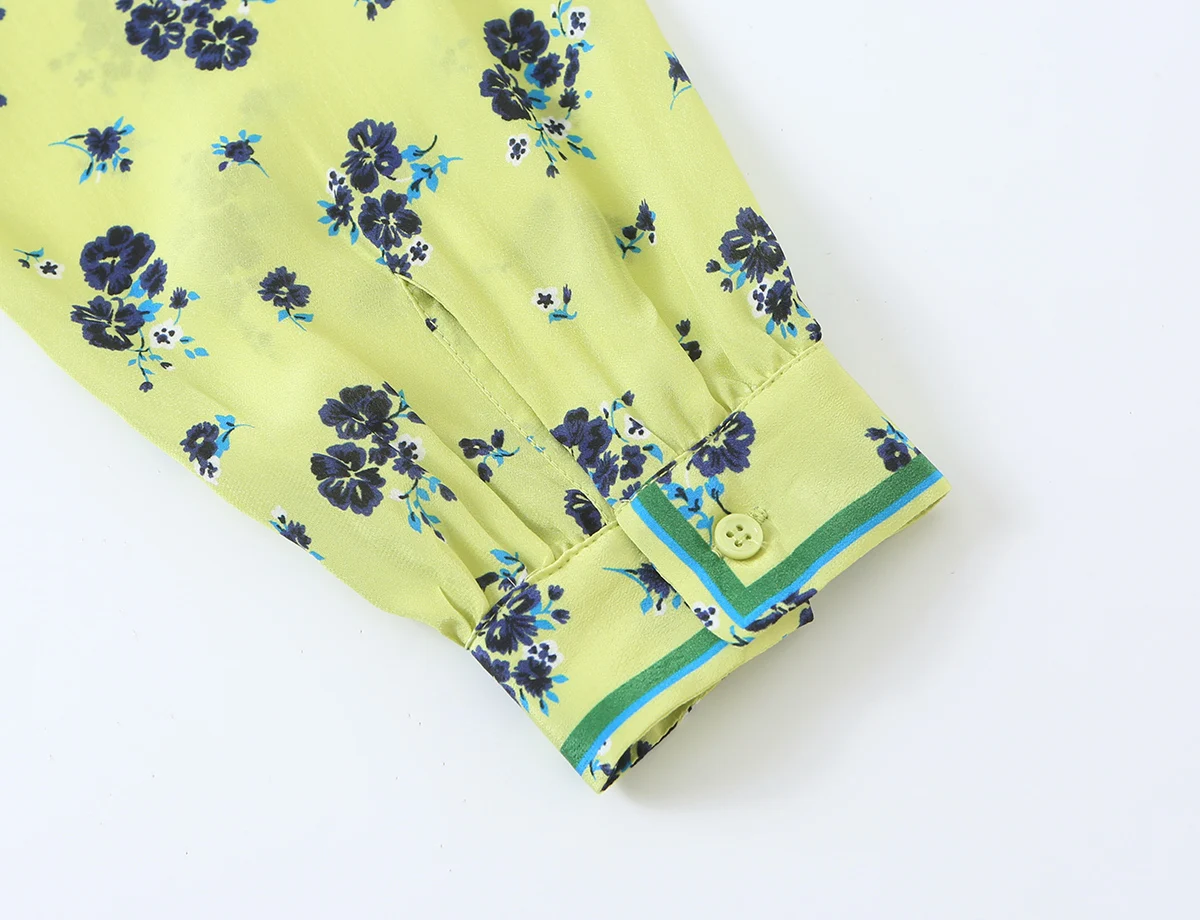 KONDALA Damen Schickes Boho-Set mit bedrucktem Hemd und Rock, Schleifenhemd, Midirock mit elastischem Bund, 2026 Frühherbst, schickes, elegantes Gartenparty-Set – Detail 8